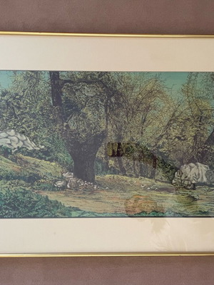 Painted artwork used, tempera, vintage frame, signed A. Tsionis