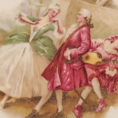 Bavarian porcelain plate antique with 22K gold, Fragonard-M. Langbroek