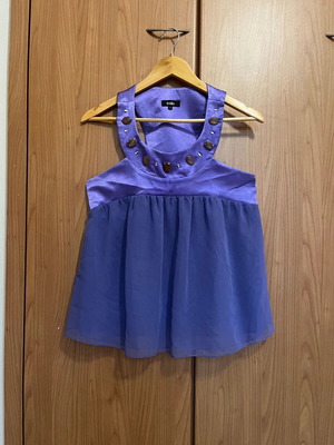 Τοπ Lussile σατέν και σιφόν μέγεθος S σαν καινούργιο, μωβ με πέτρες