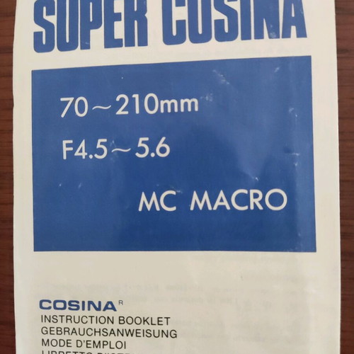 Super Cosina 70-210mm MC Macro camera lens like new