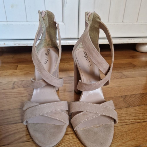 Sarigiannis Beige Suede Sandals Size 37 Like New