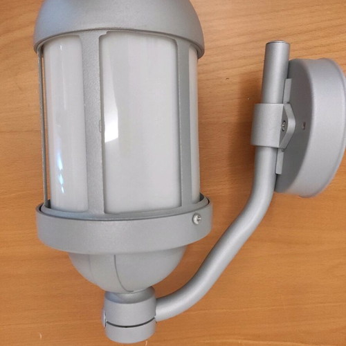 Wall light fixture aluminum with plastic glass gray matte new
