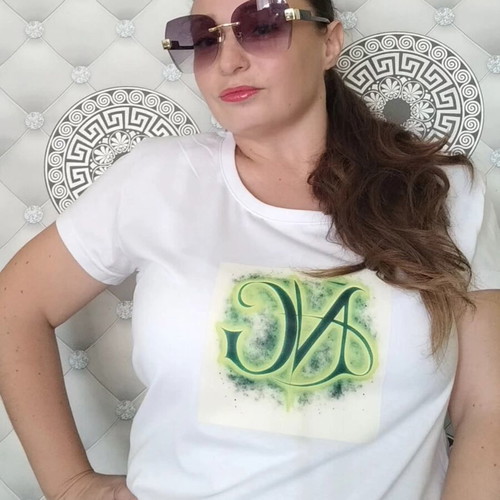 Freedom women's designer t-shirt new, white, green print