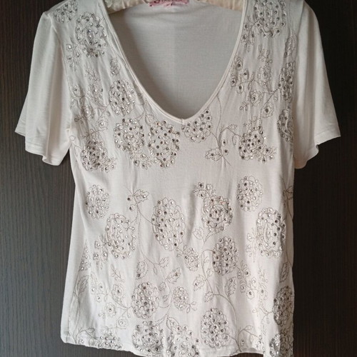 Women's White Blouse Size M New, Cotton with Elasticity