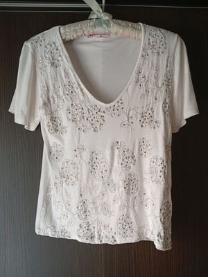 Women's White Blouse Size M New, Cotton with Elasticity