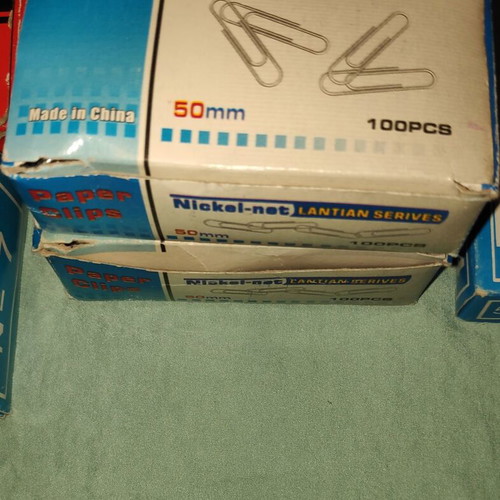Paper clips and binder clips new, pack of 12 boxes in various sizes
