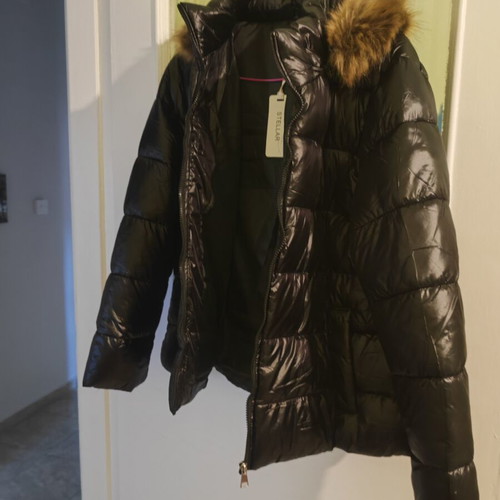 Women's black jacket with detachable hood, XL
