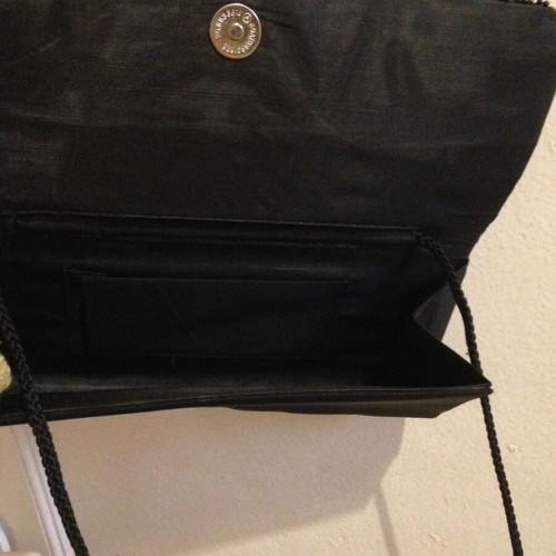 Vintage evening clutch bag black with beads used