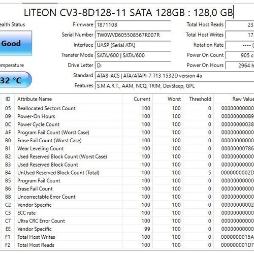 Lite-On CV3-8D128-11 128GB M.2 SATA SSD like new