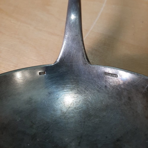 Vintage metal punch bowl with ladle used