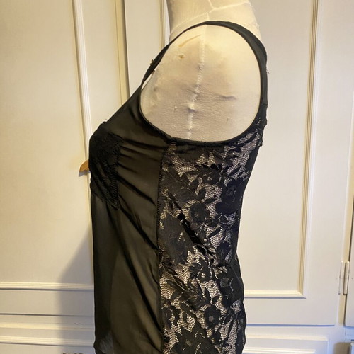 Black transparent sleeveless top with lace new, size S