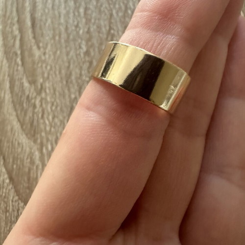 Wide gold-colored adjustable band ring, new