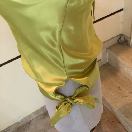 Toi&Moi draped women's blouse like new, green and silver