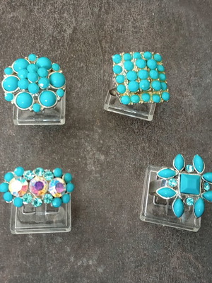 Boho ring set with turquoise stones, like new, adjustable size