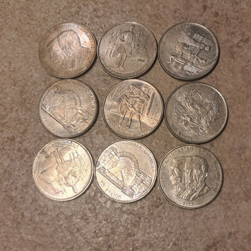 500 Drachma Coins used, set of 9 pieces