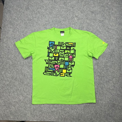 Quiksilver Neon Green Graphic T-Shirt L used, Y2K Surf Skate Streetwear