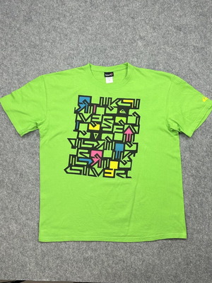 Quiksilver Neon Green Graphic T-Shirt L used, Y2K Surf Skate Streetwear