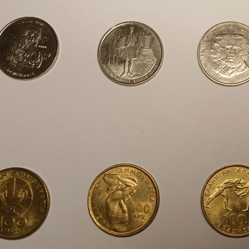Collectible coins new 500 and 100 drachmas Olympic Games theme