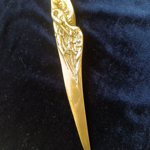 Art Nouveau brass letter opener with heron design like new