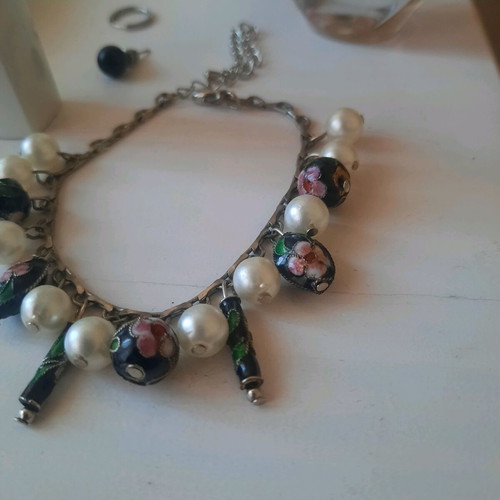 Bracelet like new with intricate black and white stones