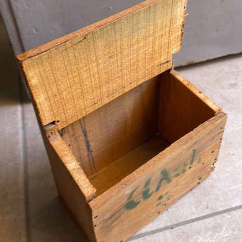 Salt box used, old handmade wooden collectible