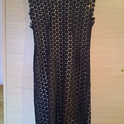 Black lace night dress with gold lining, size M