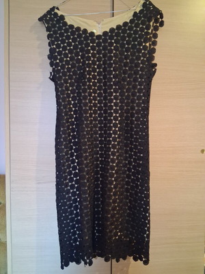 Black lace night dress with gold lining, size M