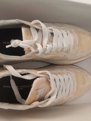 Philippe Model Paris Metal Brush Blanc Or sneakers new size 39