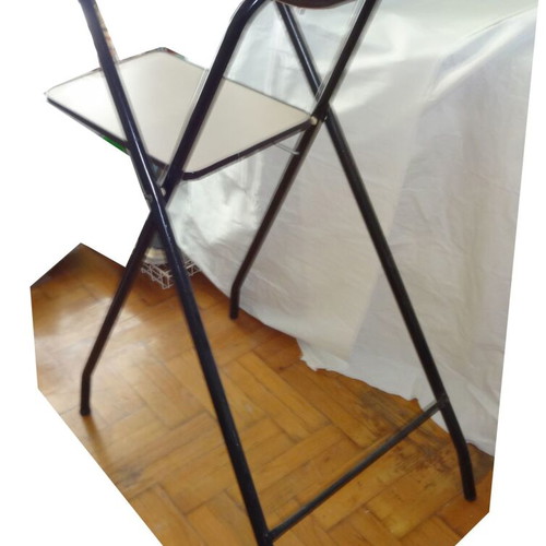 Metal and wood folding table like new sturdy construction