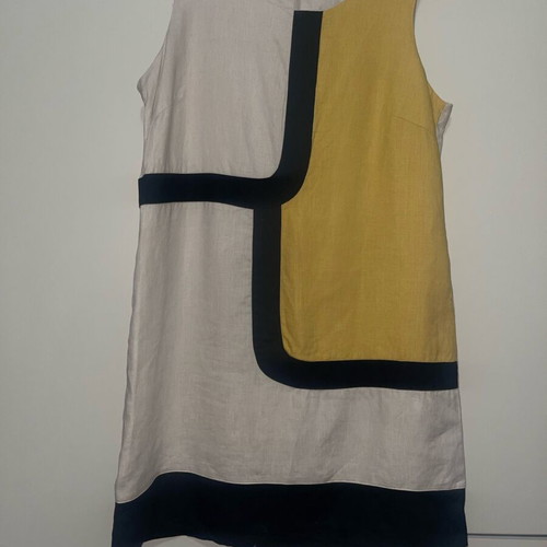 Kaleidoscope 100% linen dress new, black and beige