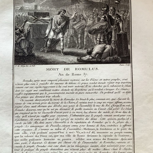 Χαλκογραφία 1770 Ο Θάνατος του Ρωμύλου μεταχειρισμένη 28x21 cm