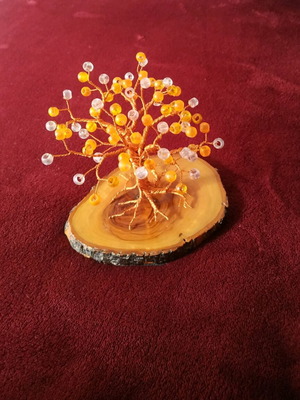 Tree used, wire and beads with base