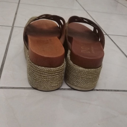 Dolce leather flatform sandals, gold, size 36