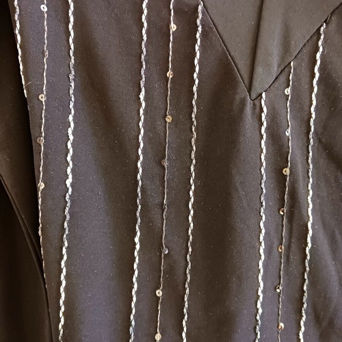 Women's long-sleeve blouse black with silver details size S new