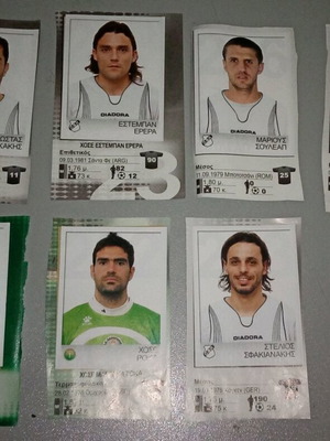 Panini stickers used with OFI and Panthrakikos teams