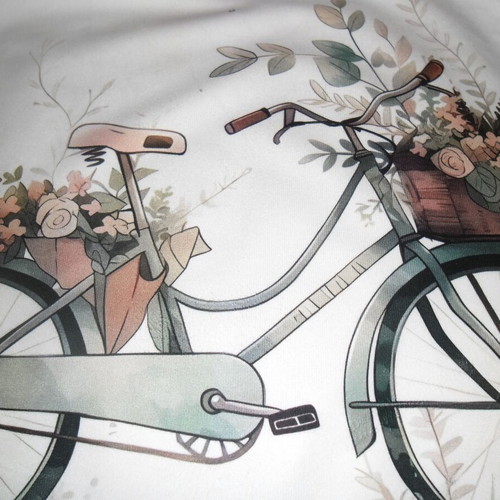Decorative pillow cover with bicycle design, new, 45x45 cm