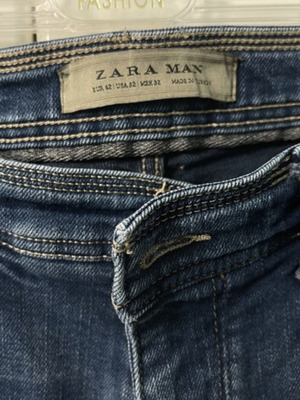 Zara Man men's straight-leg jeans, size 42, blue