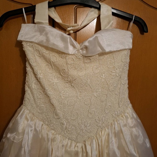 Vintage handmade wedding dress 60s'-70s' like new, size XS-S, beige