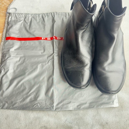 Prada men's leather boots used, size 45, black