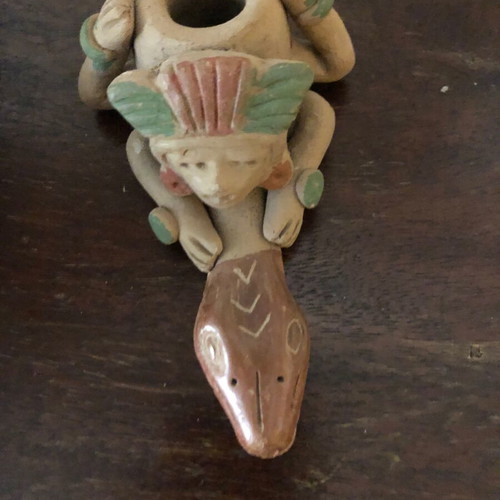 Vintage Mexican ceramic bowl and smoking pipe set like new
