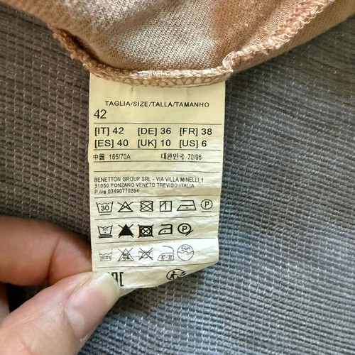 Sisley beige linen blend pants used, tapered fit, elastic waist, size M