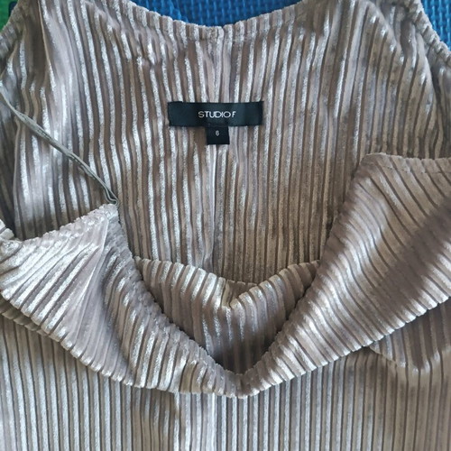 Studio f small dress grey with thin velour stripe, like new
