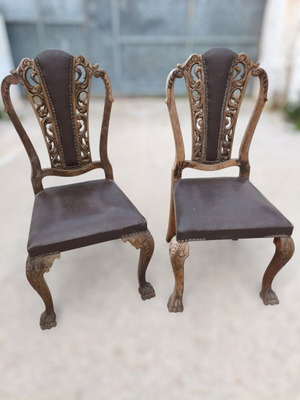 Antique chairs used, solid walnut wood, set of 2