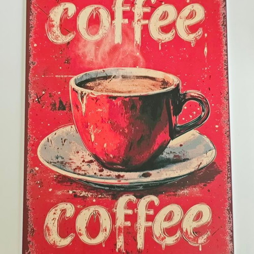Vintage Coffee Tin Sign like new, metal decorative wall art