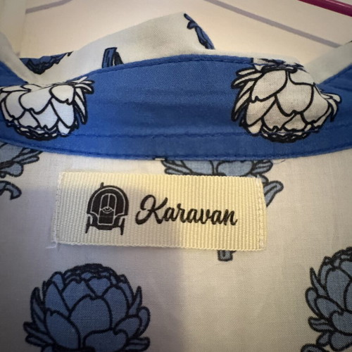 Karavan dress with pattern like new, white and blue