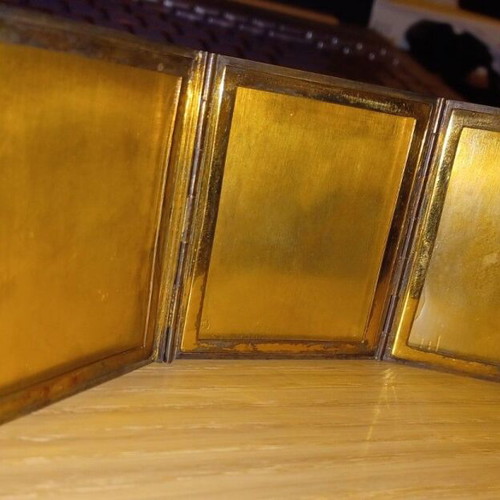 Vintage Puiforcat Orfèvre triptych frame used, silver plated