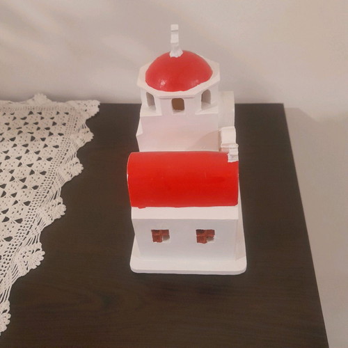 Decorative Mykonos church new with internal light gypsum 15×17