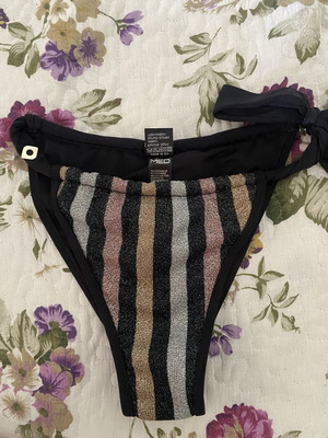 Med women's bikini bottom new, black striped