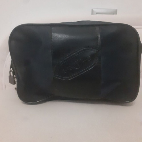 Men's toiletry bag new, 17cm with lock, blue and black