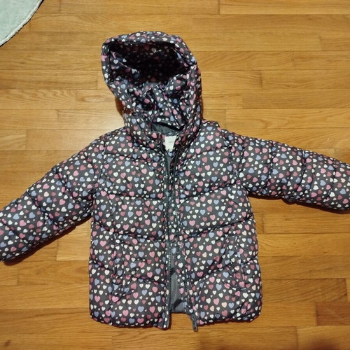 Sfera children's puffer jacket with hearts for girls 4-5 years
